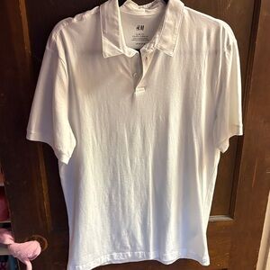 H&M Men's Classic White Polo Shirt